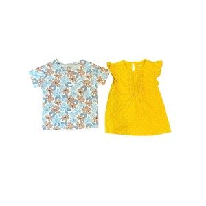 Set of Two Shirts - Floral and Yellow Polka Dot 3T